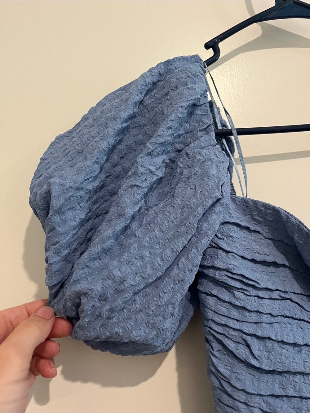 Abercrombie & Fitch Dusty Blue Puff-Sleeve Midi Dress - Picture 4 of 6